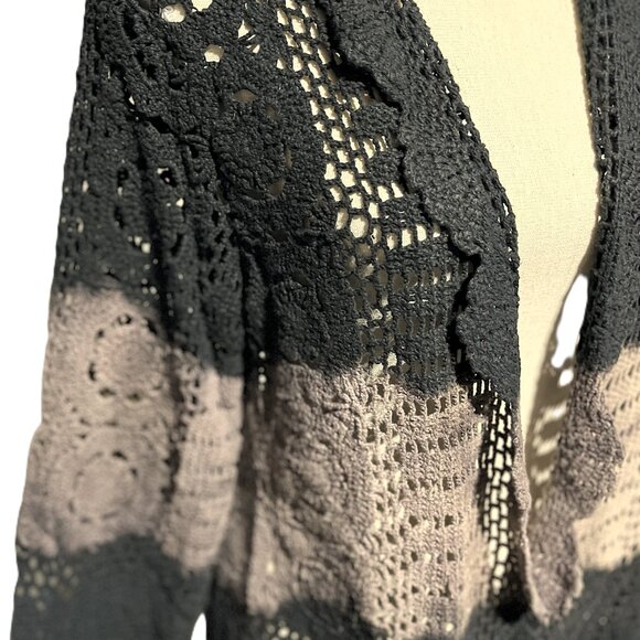 🆕 Handmade Crochet Jacket Black & French Brown Boho Chic Cardigan 100% Cotton - Picture 4 of 6